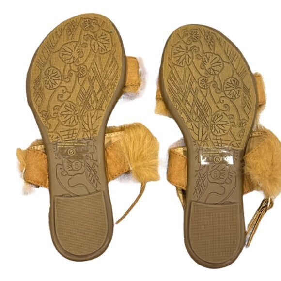 🛍️2 for $25 Sale🛍️ Forever Women's Furry Straps Adj Buckle Sandals Tan 5 - Picture 4 of 9